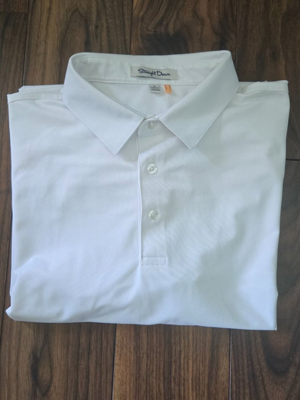 Straight Down Polo Shirt - Men's Large - white short sleeve golf UPF 15